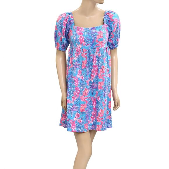 Lilly Pulitzer Delaney Short Sleeve Mini Dress Cumulus Blue Printed S-4 279936 - Picture 12 of 15